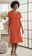size small Annabel Beaded tangerine Skirt Suit by Ashro new