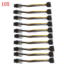 LOT 8" 15-pin SATA Male to 8-pin 6 2 PCI-E PCI Express Power Adapter Cable