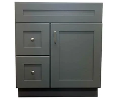 30"  Grey Shaker Single Bathroom Vanity Base Cabinet 30" W x 21" D x 34.5"H