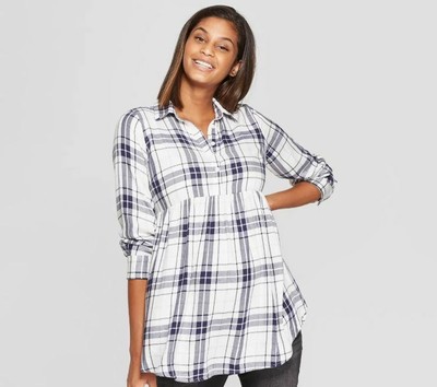 Maternity Long Sleeve Plaid Flannel 