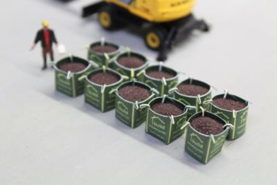 MODELLSCHIENE TONNENSÄCKE BAUEN AGGREGATE TOP BODENLASTEN OO STÄRKE 1/76 - 10ER-PACK