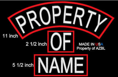Property Patch Custom Embroidered Patch Property Of Set Motorcycle Biker MC Badge Iron ...