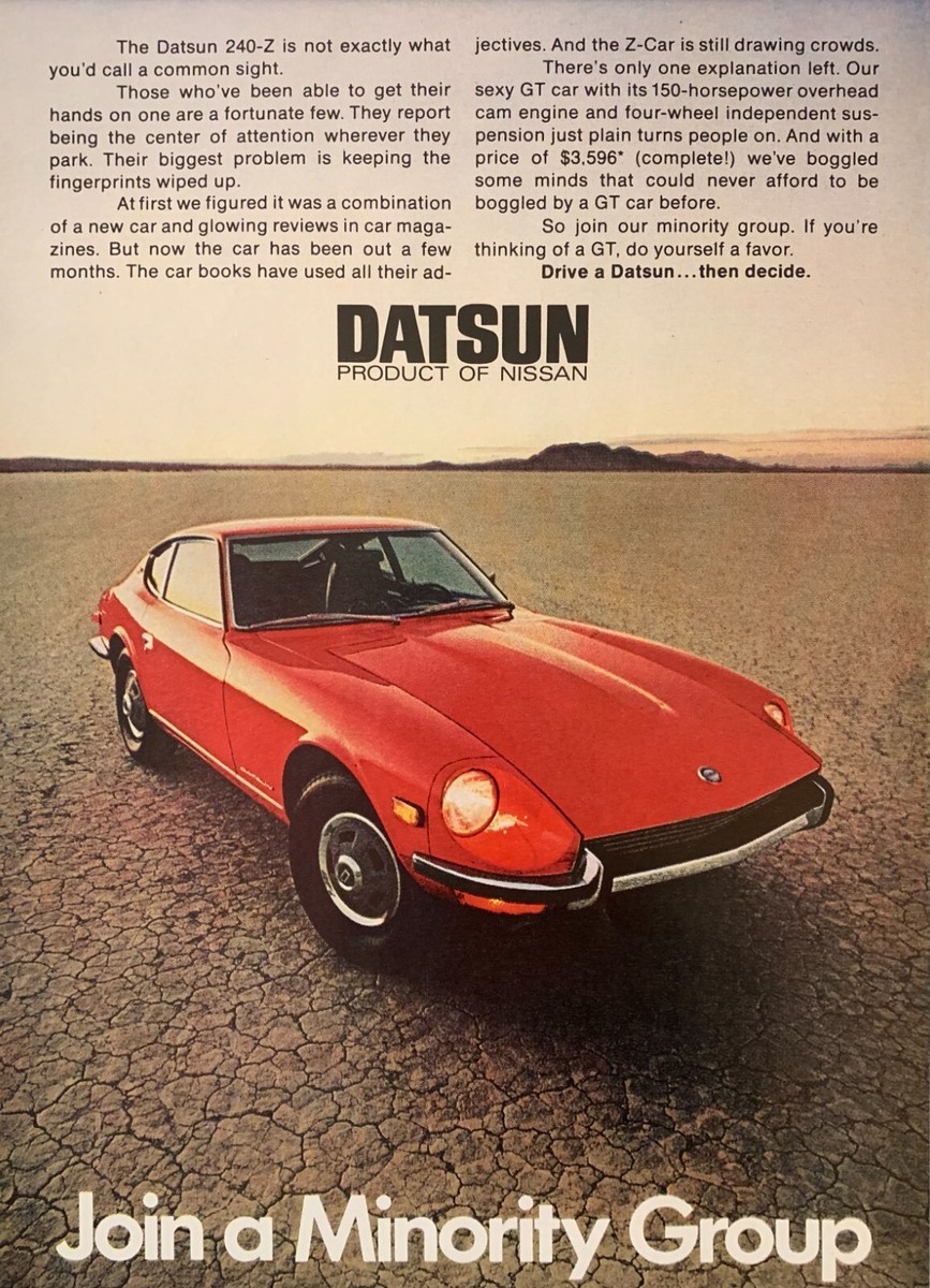 Datsun 240-Z ad - 1971 - Original magazine page FRAMED - FREE