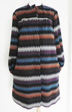 Wdny Coat Woven Knee Length Multi-color Stand Collar Pockets Size 10