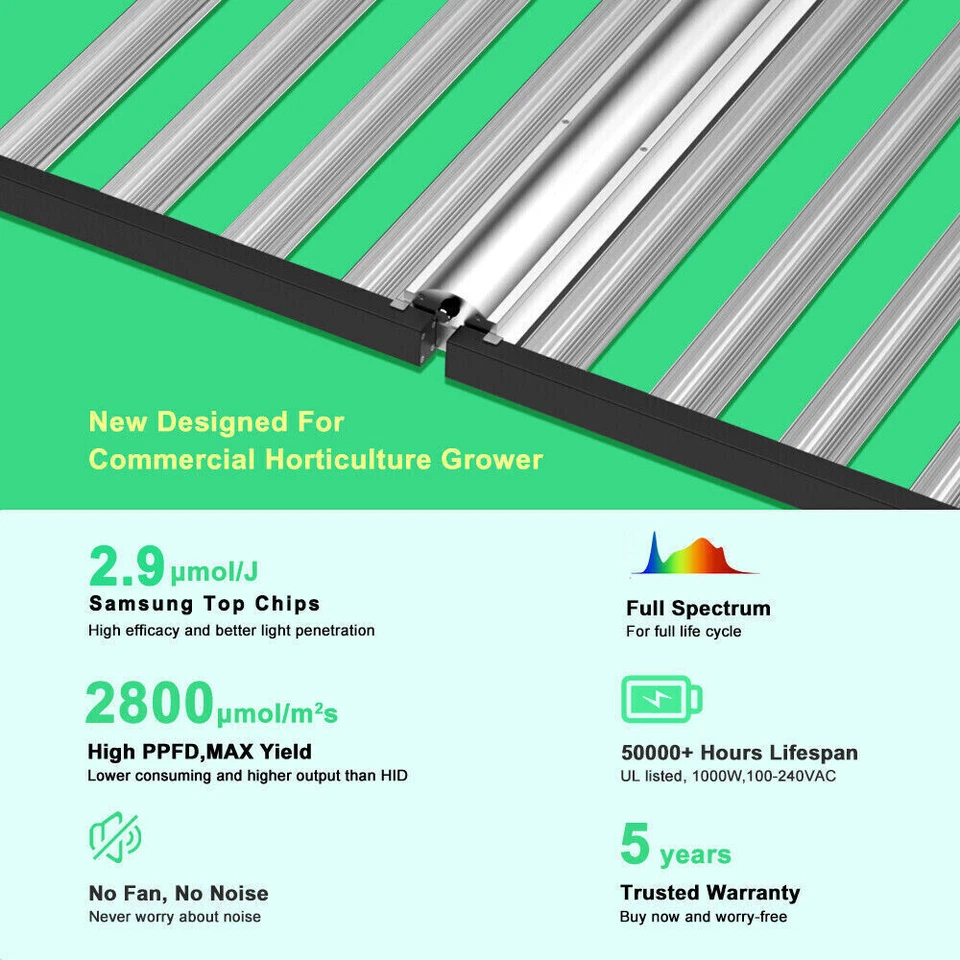 Spider 1000W Grow Light Samsung LM561C Full Spectrum Commercial Bar Indoor Lamp - Image 3 of 4