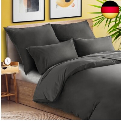 slummer Bettwäsche 135x200 - Sommer Bettwäsche Set - Anthrazit - 100% Baumwolle 