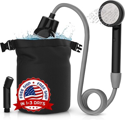 Ducha Portátil para Camping con Bolsa Seca con Batería Recargable Negro US NUEVO
