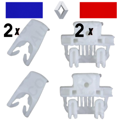 2 Clips Agrafes Réparation Lève-Vitre Renault Clio Megane Scenic - Kit Compatible OEM