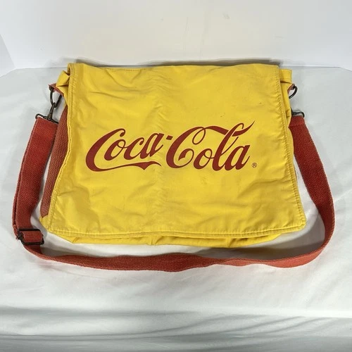 Coca Cola Shoulder Bag Cooler Beverage Can Bottle Cooler Branded VTG Yellow Red