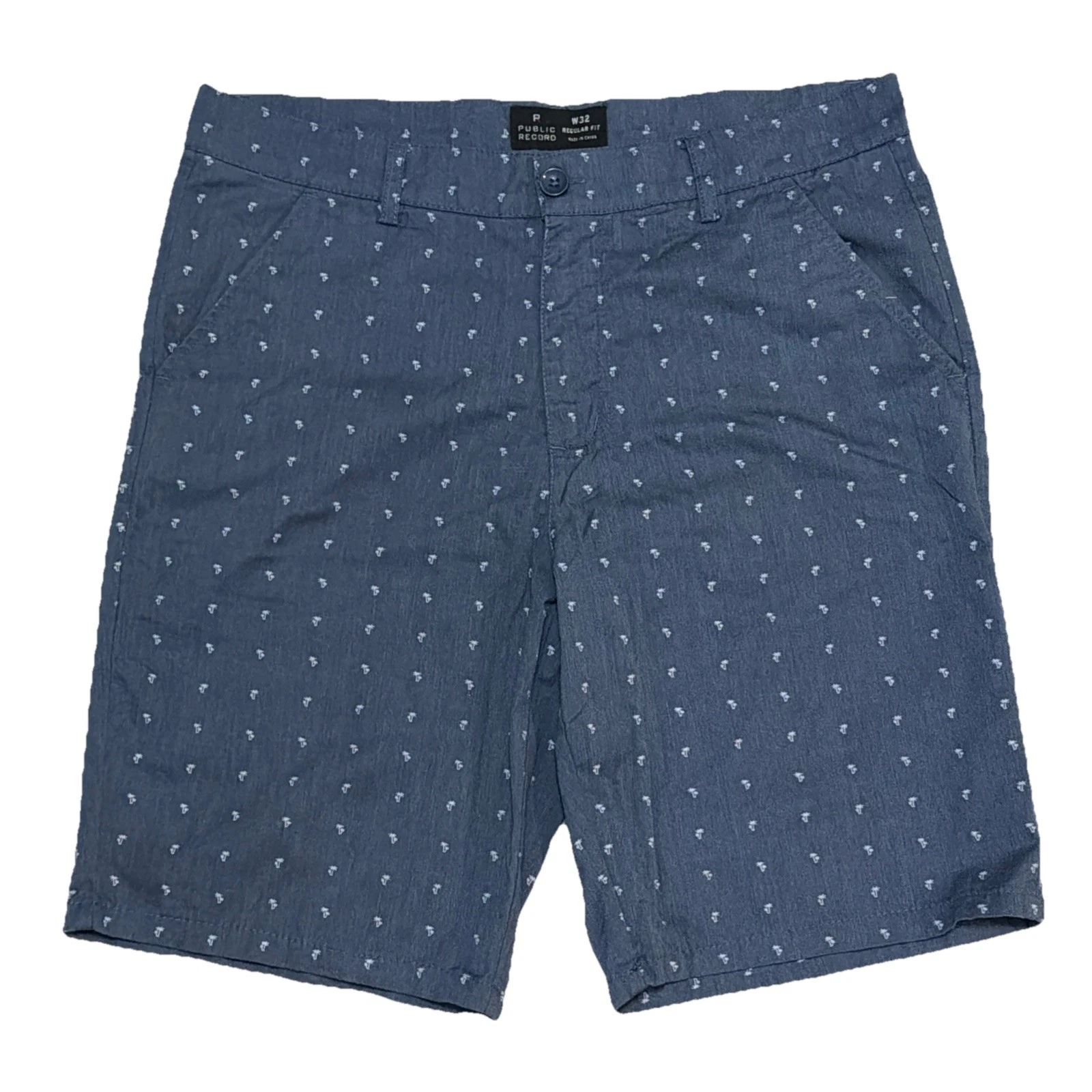 Public Record Public Rec Men’s Blue Size 32 (34x10)Reg Fit Palm Tree Print Short