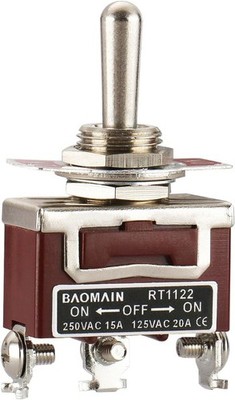Toggle Switch RT1122 ON-Off-ON SPDT 3-Pin 15A 250V AC 20A 125V AC Screw Terminal