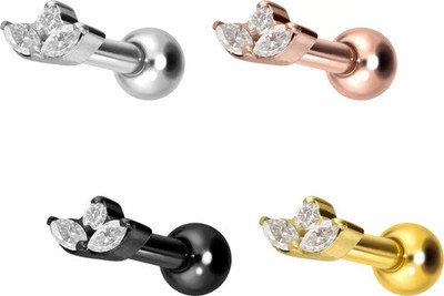 PIERCINGLINE  Piercing Stecker Titan Ohrpiercing mit Gewinde LOTUSBLÜTE