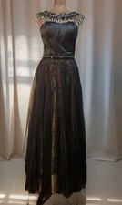 Black Sherri Hill Formal Prom Dress Gown Beaded Lace Sequins Satin Black Size 4