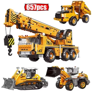 City Technical MOC Wheel Loader Mining Truck Crane Building Blocks DIY Toy