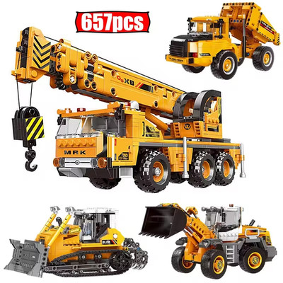 City Technical MOC Radlader Bergbau LKW Kran Bausteine DIY Spielzeug