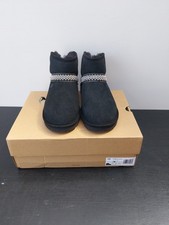 UGG Classic Mini Crescent Black Suede Boots Womens UK7 EU40 With Box