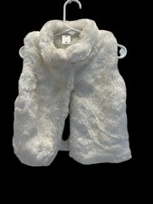 Carter's Vest Girls Size 24 Months White Fluffy Sleeveless Faux Fur Snap Front