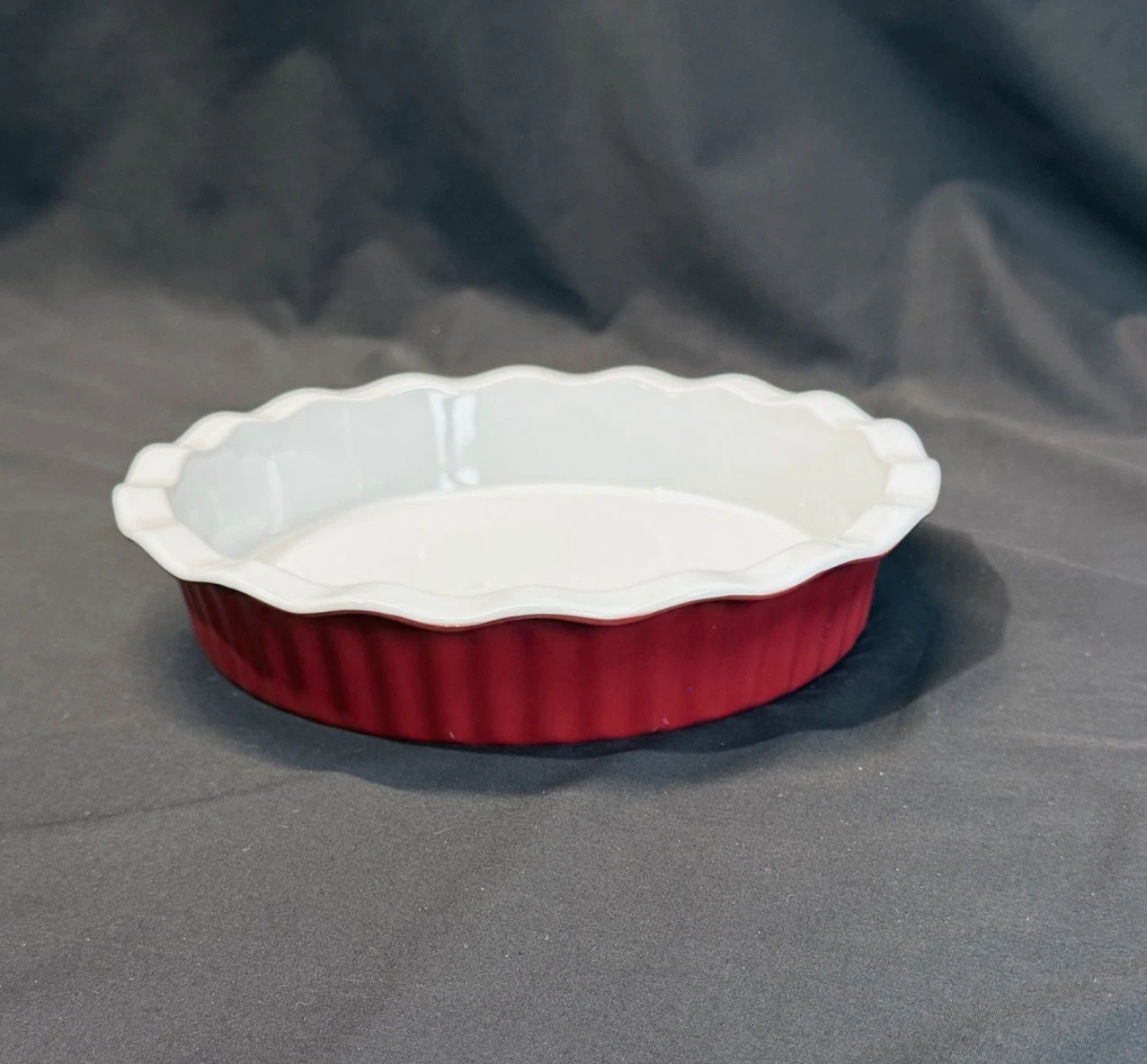 Vintage Red BIALETTI Stoneware Quiche Pie Baking Dish - Oven to Table 1.5 QT 9"
