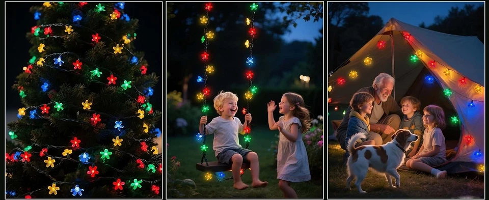 Solar String Lights 30 LED Flower Fairy Light Yard Lawn Fence Garden Christmas - Image 3 of 4