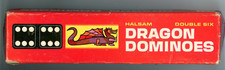 Halsam Dragon Dominoes Wooden Double Six 28 Pieces Original Box