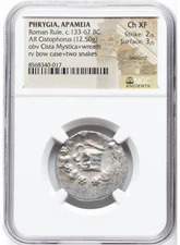 PHRYGIA. Apameia. Roman Rule (ca. 133-67 BC). AR cistophorus (25mm, 12.50 gm.NGC