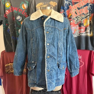 Vintage 70's LEE Storm-Rider Jeans Jacket Size SR Sherpa Collar/Lined jacket 