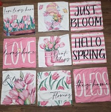 Set Of 9 Spring Throw Pillow Covers Pink And White
