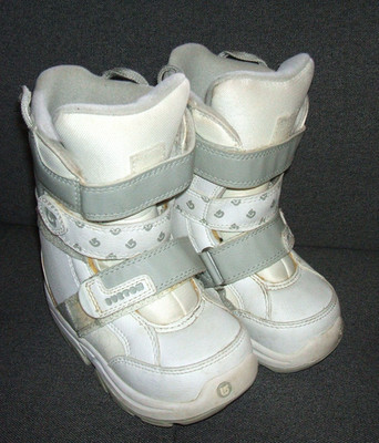 Burton Kids Grom Snowboard Boots US 13 13C EUR 30.5 White Gray Adjustable Straps