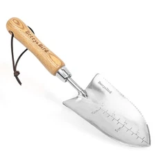 Garden Serrated Planting Trowel Multifunctional Shovel with ash Wood and Stai...