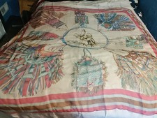 VTG Scarf Colorful Silk Square Lg Scarf 57"X57" Flowers Camel