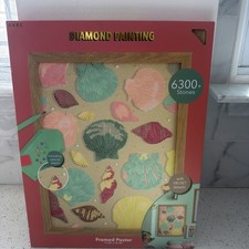 AVEC DIY Diamond Art Painting Sea Shells on the Beach Framed Poster Kit NWT 6300