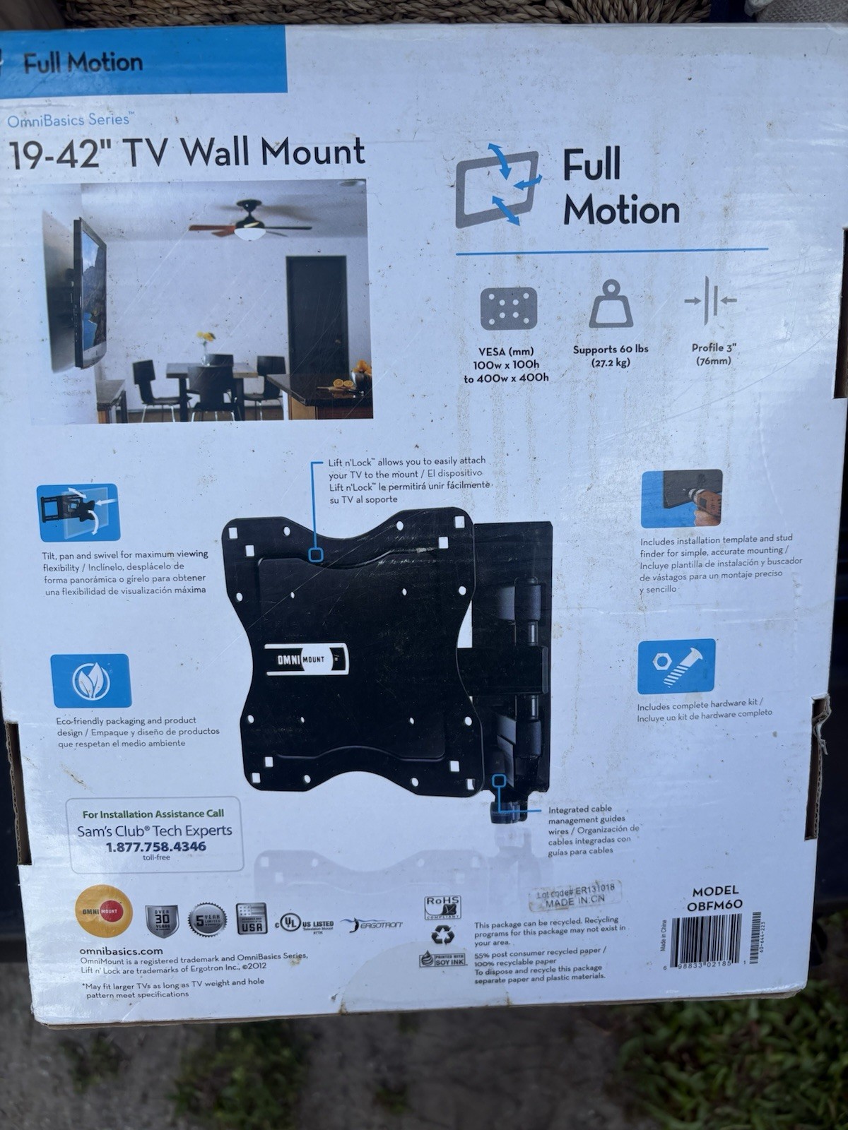 OmniMount Full Motion TV Wall Mount 19-42" VESA 100x100-400x