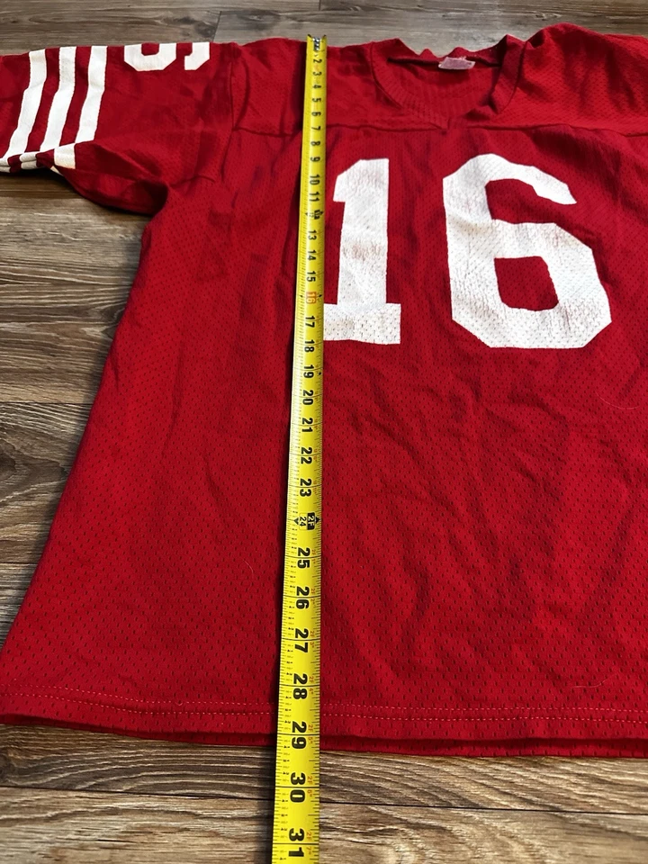 Camiseta de fútbol americano vintage de malla roja Rawlings San Francisco 49ers Joe Montana #16-XL Foto 3 de 4