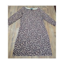 Lauren Ralph Lauren Brown Leopard Animal Print Lightweight Sweater Dress Sz XL