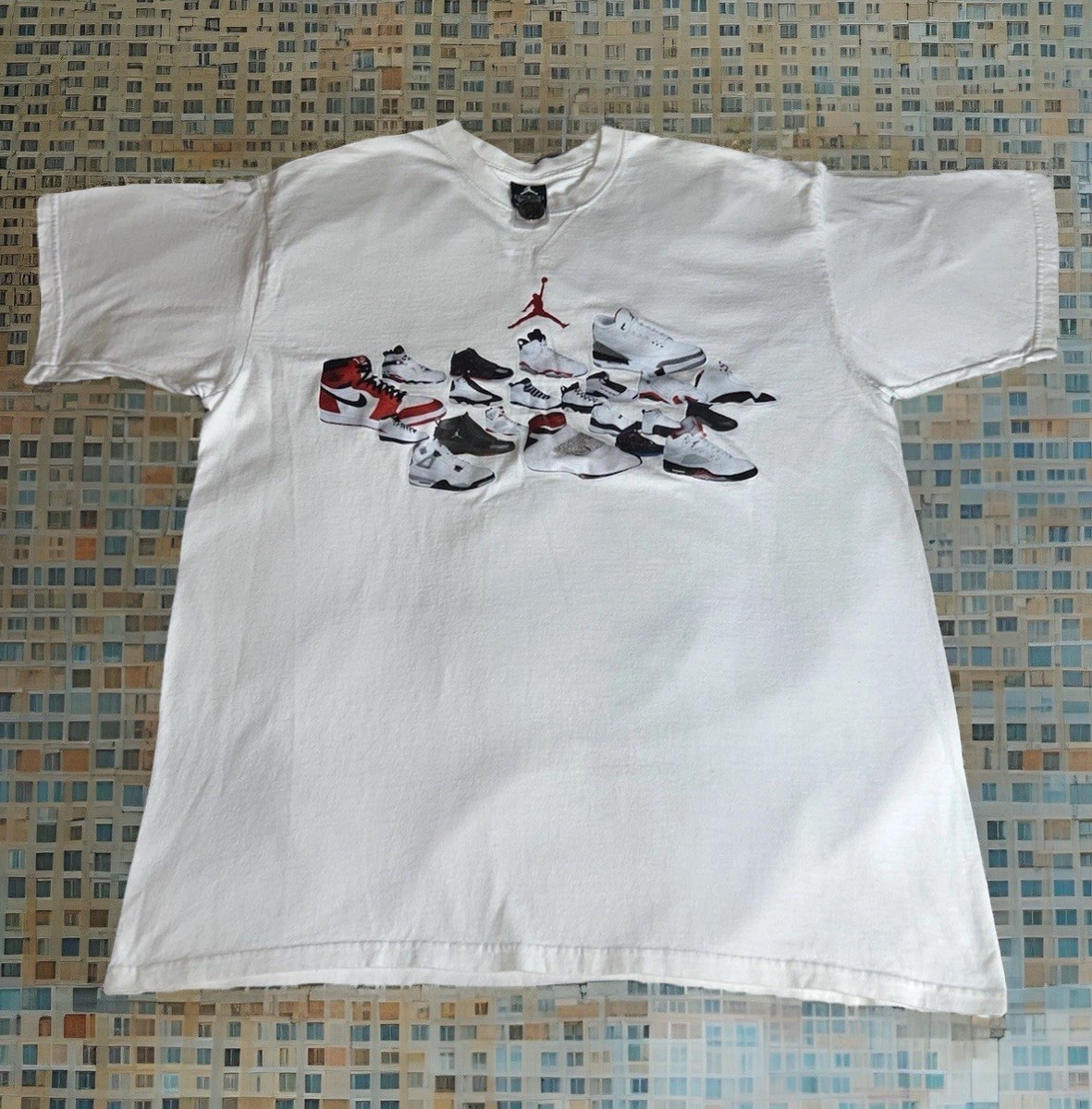 Vintage Nike Air Jordan Sneaker History I XX Graphic T-Shirt White