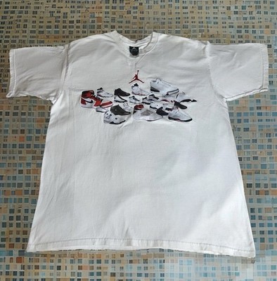Vintage Nike Air Jordan Sneaker History I XX Graphic T-Shirt White