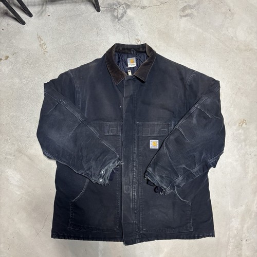 90s Vintage Carhartt honeycomb faded distressed work chore jacket 