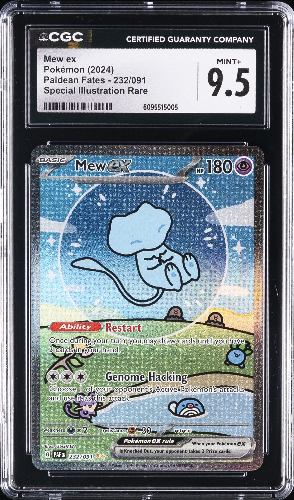 2024 POKEMON PALDEAN FATES SPECIAL ILLUSTRATION RARE #232/091 MEW EX CGC 9.5