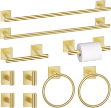 Brushed Gold 10-Piece Bathroom Hardware Set with Towel  Toilet Paper Holder