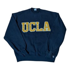 Vintage 90s UCLA Sweatshirt L Russell Athletic Gold Blue Crewneck Tackle Twill