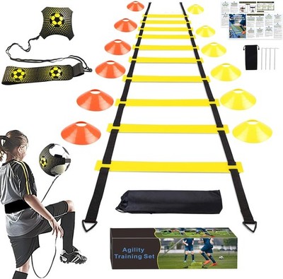 Fussball trainingszubehör, Koordinationsleiter 6m, 12 Hütchen und KickTrainer