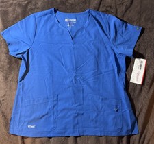 NWT GREYS ANATOMY BY BARCO SIGNATURE WOMENS BLUE SCRUBS TOP Sz 3XL