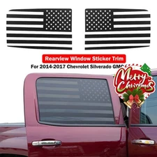 Black Rear Window Side Trim Sticker for 2014-2017 Chevy Silverado GMC Sierra PVC