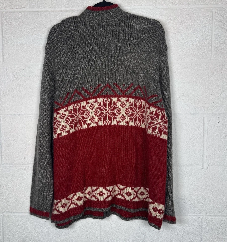 Винтажный Venezia джинсы олень молнии свитер 18/20 серый красный Nordic Fair Isle вязаный уютный - Изображение 4 из 4