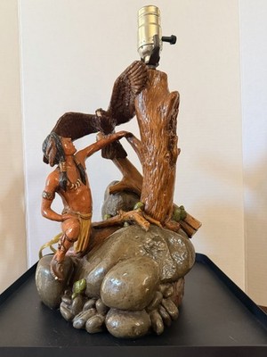 VINTAGE APSIT BROS. OF CALIF. 1983 INDIAN AND EAGLE Lamp