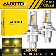 2x Auxito H4 9003 Hb2 Led Headlight High Low Beam 3000k Bulb Canbus Amber Yellow 2x Auxito H4 9003 Hb2 Led Headlight High Low Beam 3000k Bulb Canbus Amber Yellow