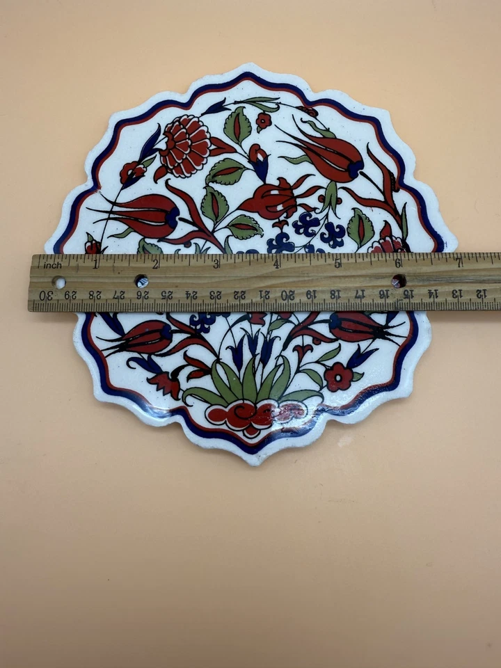 Traditional Iznik Ceramic Art Made in Turkey Hot Plate Trivet 7" - Image 2 of 4