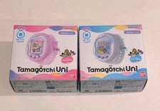 Set of 2 Tamagotchi Uni Prism White Aurora Pink Premium Bandai Limited Color