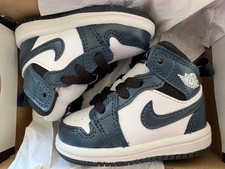 Nike Air Jordan 1 Mid TD Toddler Size 2C Navy White Black Baby Shoes NEW