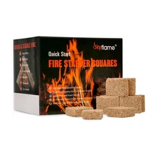 Skyflame 100 Pack Natural Fire Starters, Square Waterproof Easy Fire Charcoal...
